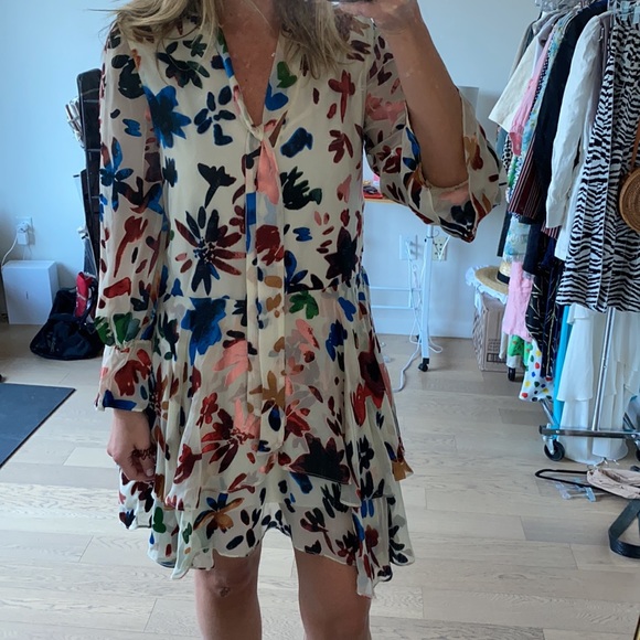 NWT Alice + Olivia Mini dress burn velvet with tie - Picture 4 of 10